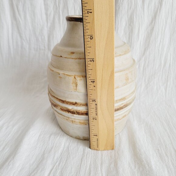 Vintage Studio Pottery Ceramic Vase Crock With Organic Ribbed Textural Finish - Picture 8 of 8